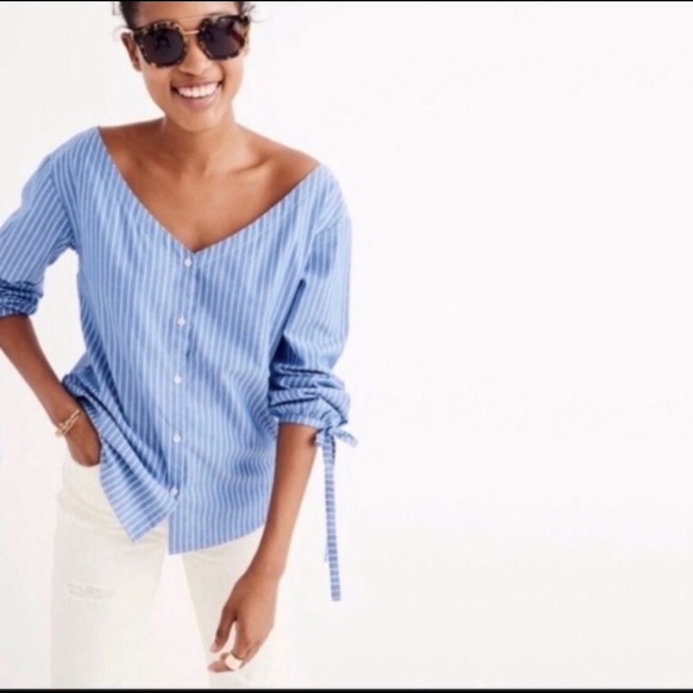 Madewell morning view blue and white blouse XXS